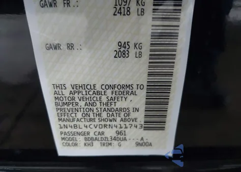 2024 Nissan Altima Sr Fwd z USA, uszkodzony, nr VIN 1N4BL4CV0RN411743